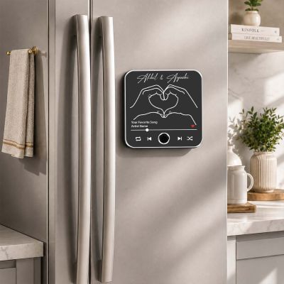 Spotify Style Musical Fridge Magnet with Custom Names & Favorite Song Rechargeable Music Player Gift for Loveable Person & Long Distance Relationship